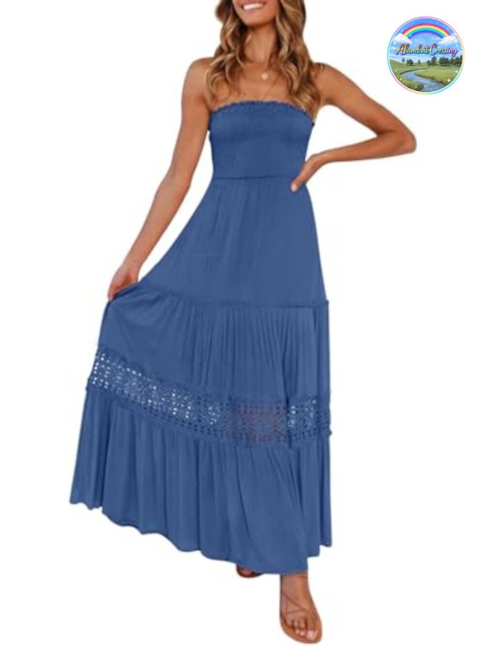 Strapless Boho Maxi Dress Backless Ruffled Off Shoulder Beach Vacation